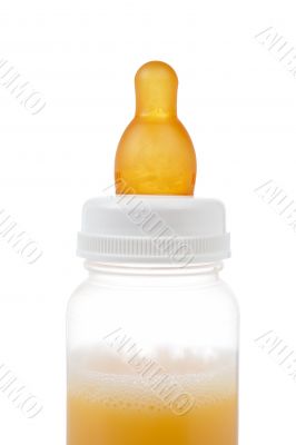Detail of baby bottle with milk