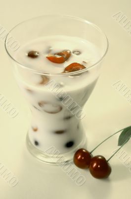 Dessert with a cherry