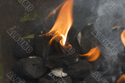 flames on coal