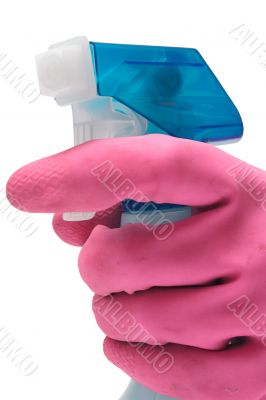 Purple Glove w/ Cleanser - Side View