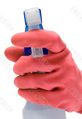 Pink Glove w/ Cleanser - Front View