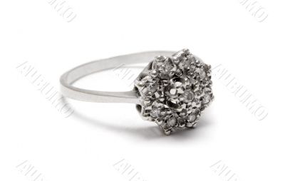 Diamond Blossom Silver Ring