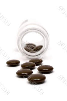 Bottle of Brown Pills - Front View