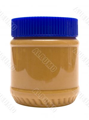 Closed Glass of Peanut Butter w/ Path - Side View