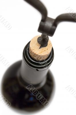 Uncorking a Wine Bottle - Top View