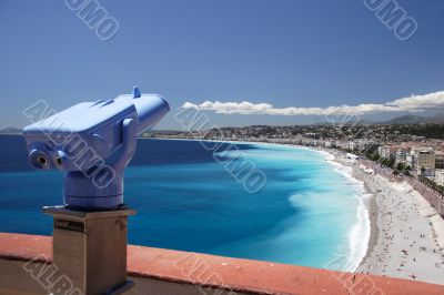 Telescope over Nice beach