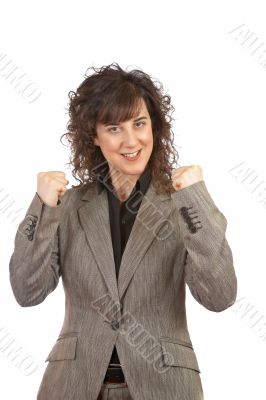 Excited businesswoman