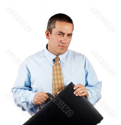 Businessman holding a black business briefcase