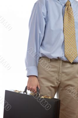 Holding a black business briefcase
