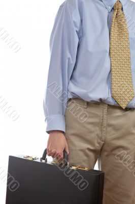 Holding a black business briefcase Holding a black business briefcase