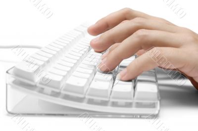 Typing on a White Computer Keyboard