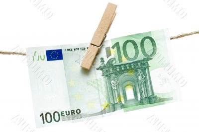 Drying Green Euro Bill