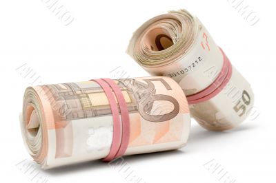Two Rolls of Euro Bills