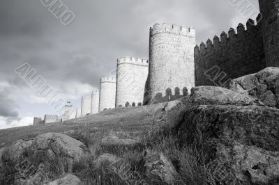 Avila City Walls B&amp;W