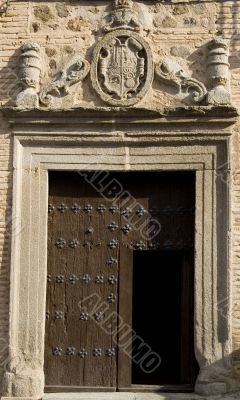Medieval door with carving