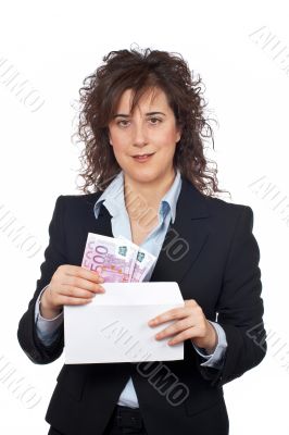 Put euros bills on the envelope