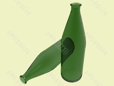 Green glass bottles