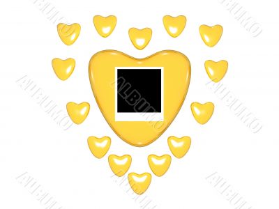 Gold valentine hearts with photo space