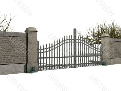 Gate with bushes