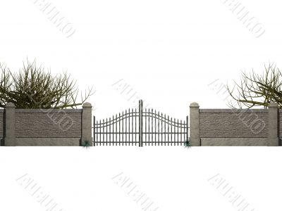 Gate with bushes