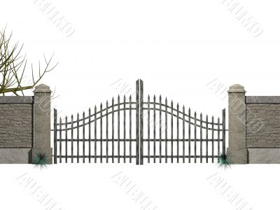 Gate with bushes