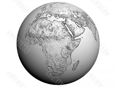 Africa on an earth globe