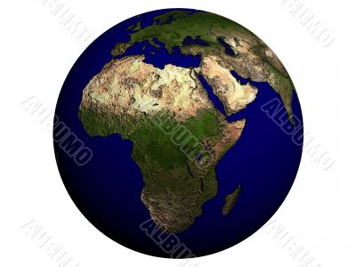 Africa on an earth globe