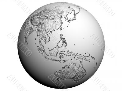 Australia on an earth globe