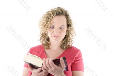 Attractive blonde reading a book