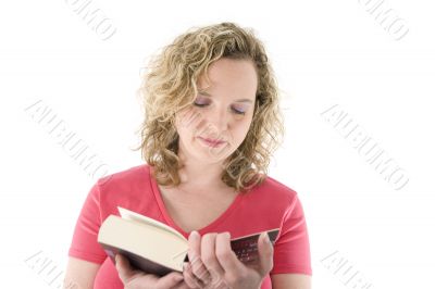 Attractive blonde reading a book