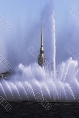 Fountain on the river Neva, St.-Petersburg