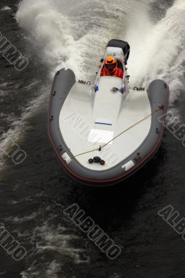 Racing boat on a bend