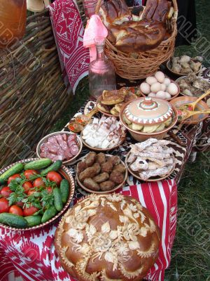 Traditional Ukrainian festive dinner meals