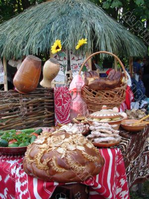 Traditional Ukrainian festive dinner meals