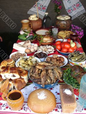 Traditional Ukrainian festive dinner meals