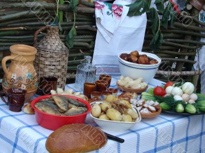 Traditional Ukrainian festive dinner meals