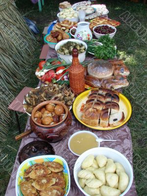 Traditional Ukrainian festive dinner meals