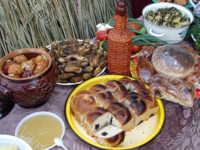 Traditional Ukrainian festive dinner meals