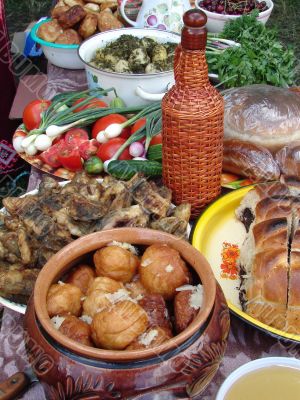 Traditional Ukrainian festive dinner meals