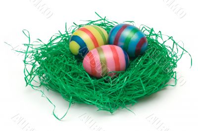 Three Easter Eggs on Grass
