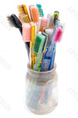 Colorful Used Toothbrushes
