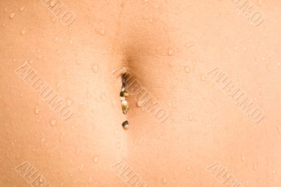 Wet navel with sand