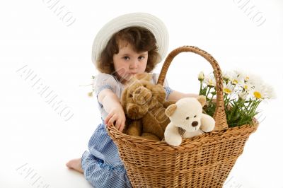 A little beautiful girl with bonnet.