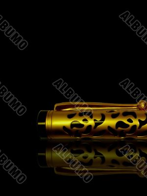 classic golden pen on glass table