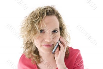 Attractive blonde with a phone Attractive blonde with a phone