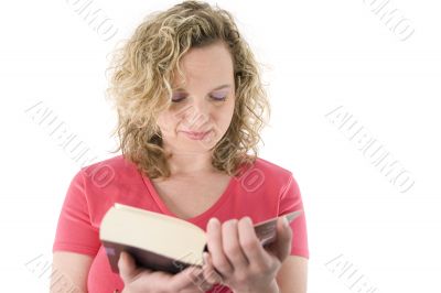 Attractive blonde reading a book