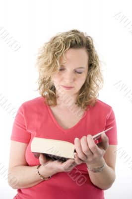 Attractive blonde reading a book