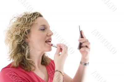 Attractive blonde with a lipstick Attractive blonde with a lipstick