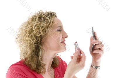 Attractive blonde with a lipstick Attractive blonde with a lipstick