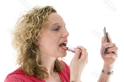 Attractive blonde with a lipstick Attractive blonde with a lipstick